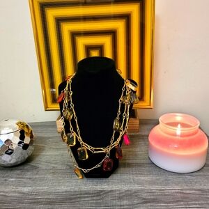 Necklace with large glass rectangle beads